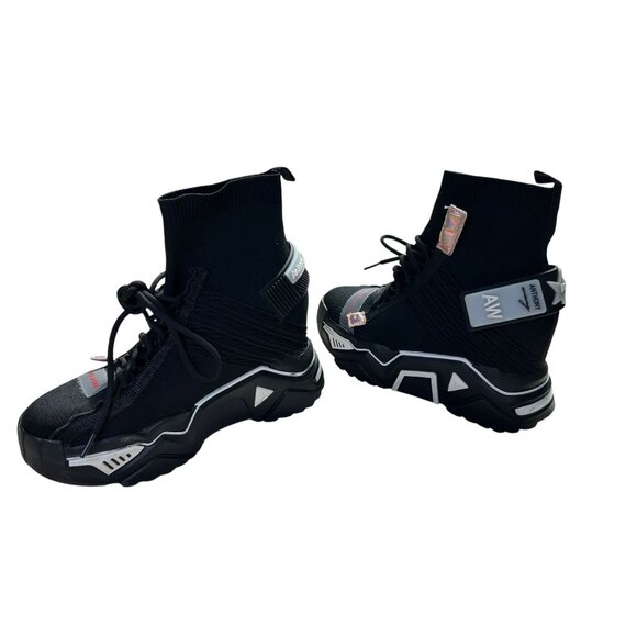 Anthony Wang Damson 08 Platform Sneakers Shoes Black White Womens 8.5 - Picture 1 of 16